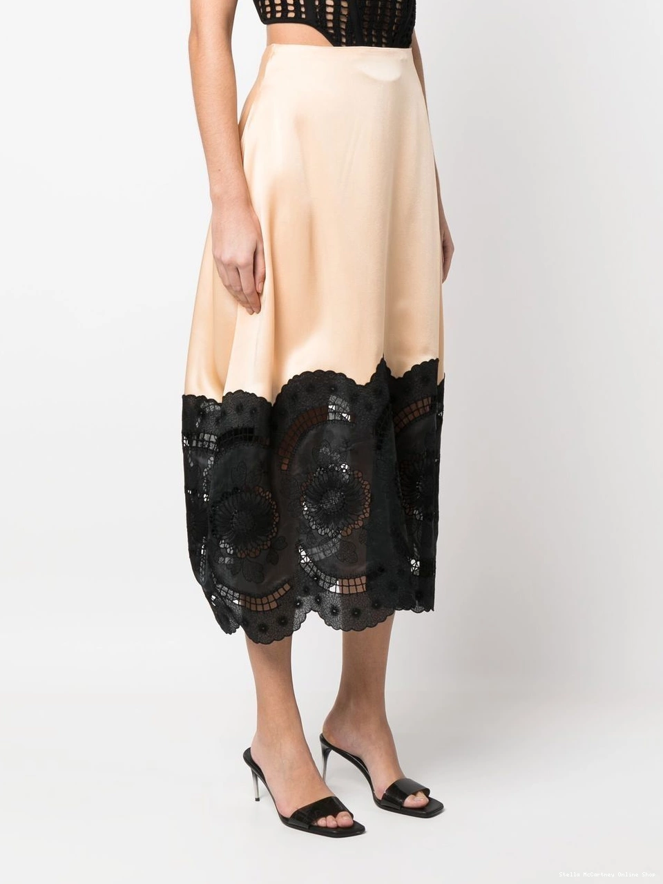 Cheap Women Stella McCartney midi cotton-linen skirt broderie-anglais 0825